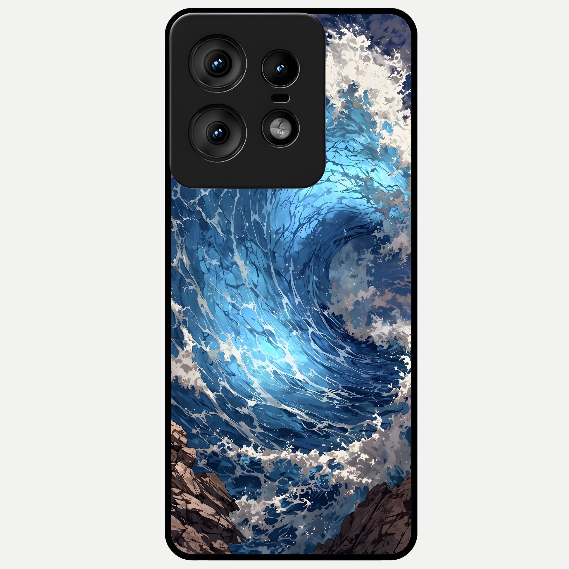  Giant Ocean Wave Glass Case For Moto Edge50 Pro back cover – full design glossy printed glass finish