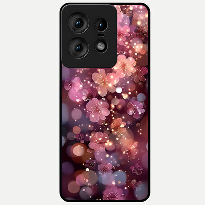  Glowing Petal Bliss Glass Case For Moto Edge50 Pro back cover – full design glossy printed glass finish