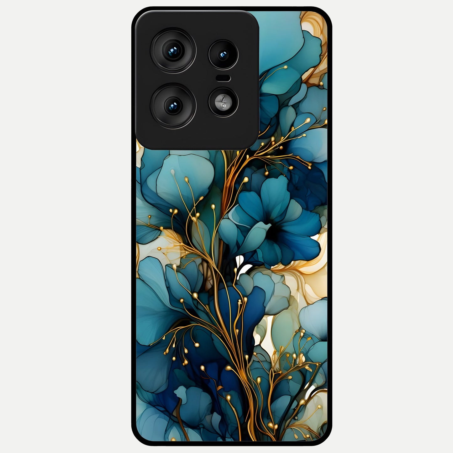  Golden Bloom Symphony Glass Case For Moto Edge50 Pro back cover – full design glossy printed glass finish