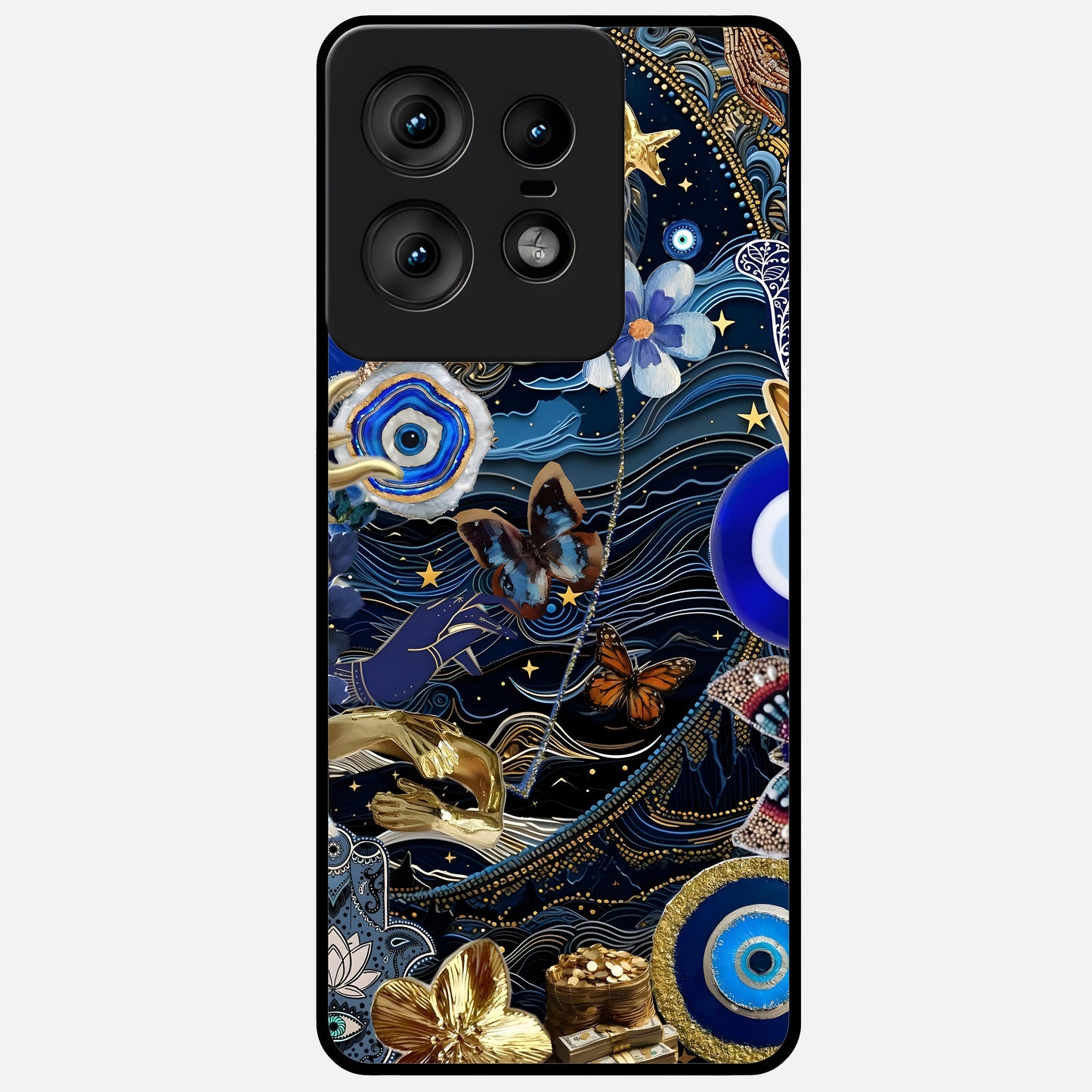  Golden Moon Magic Glass Case For Moto Edge50 Pro back cover – full design glossy printed glass finish