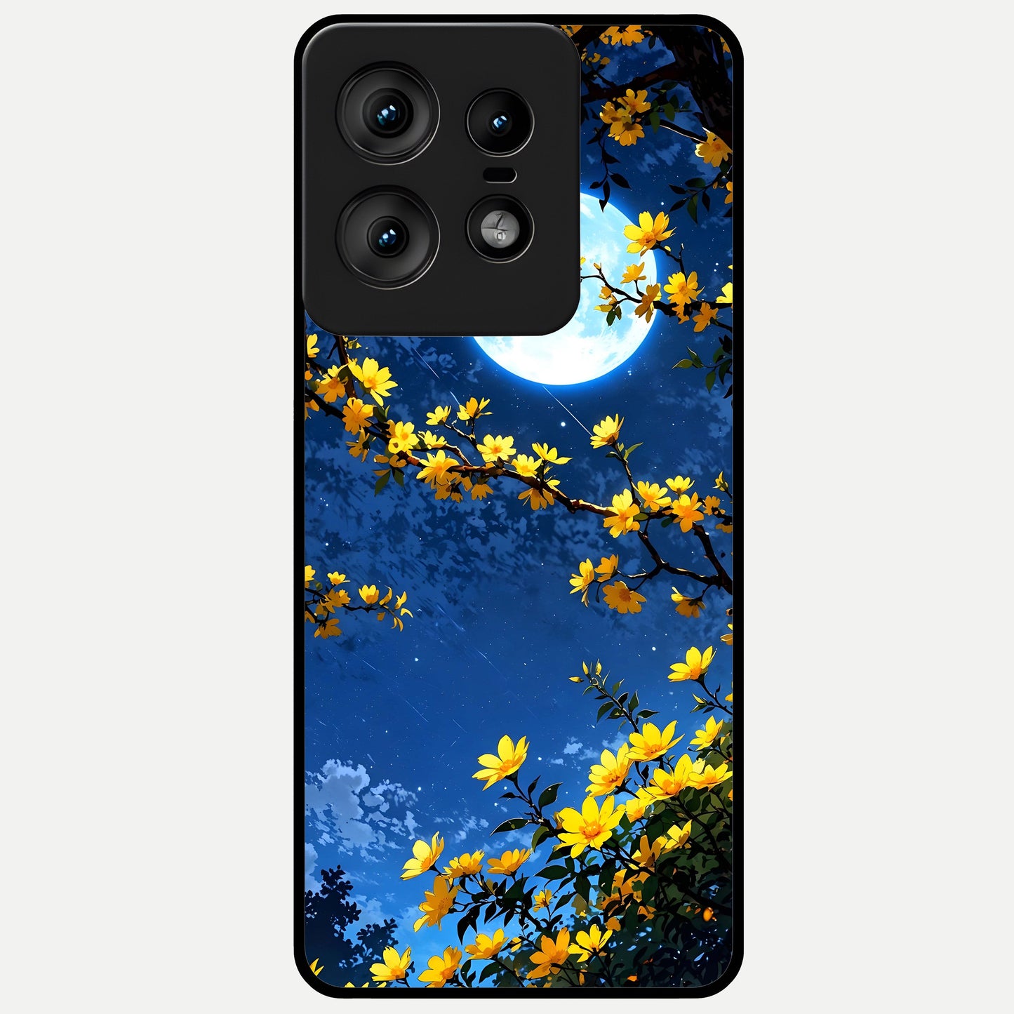  Golden Night Glow Glass Case For Moto Edge50 Pro back cover – full design glossy printed glass finish