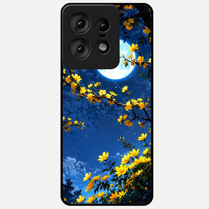  Golden Night Glow Glass Case For Moto Edge50 Pro back cover – full design glossy printed glass finish