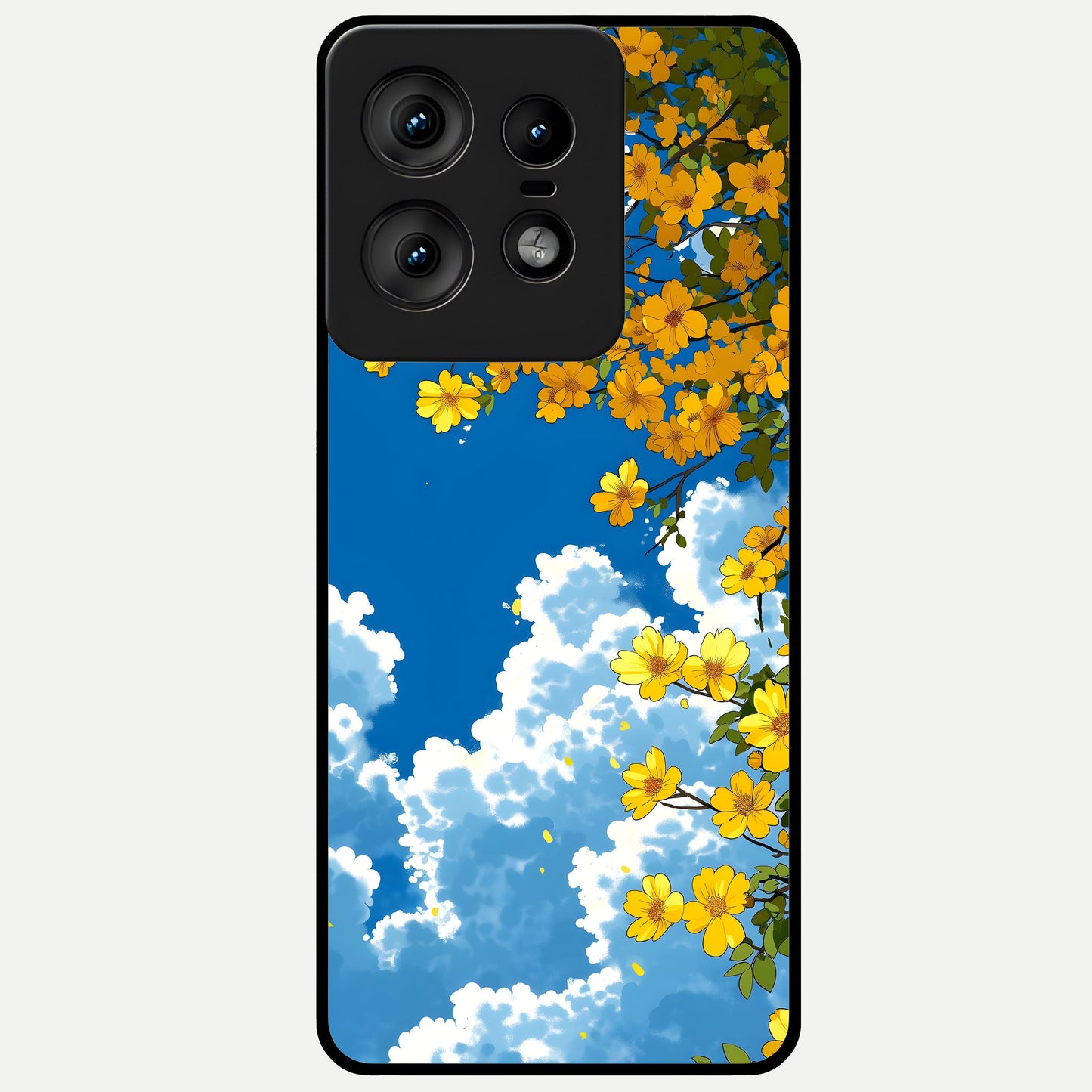  Golden Petal Sky Glass Case For Moto Edge50 Pro back cover – full design glossy printed glass finish