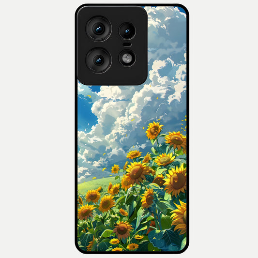  Golden Sun Glory Glass Case For Moto Edge50 Pro back cover – full design glossy printed glass finish
