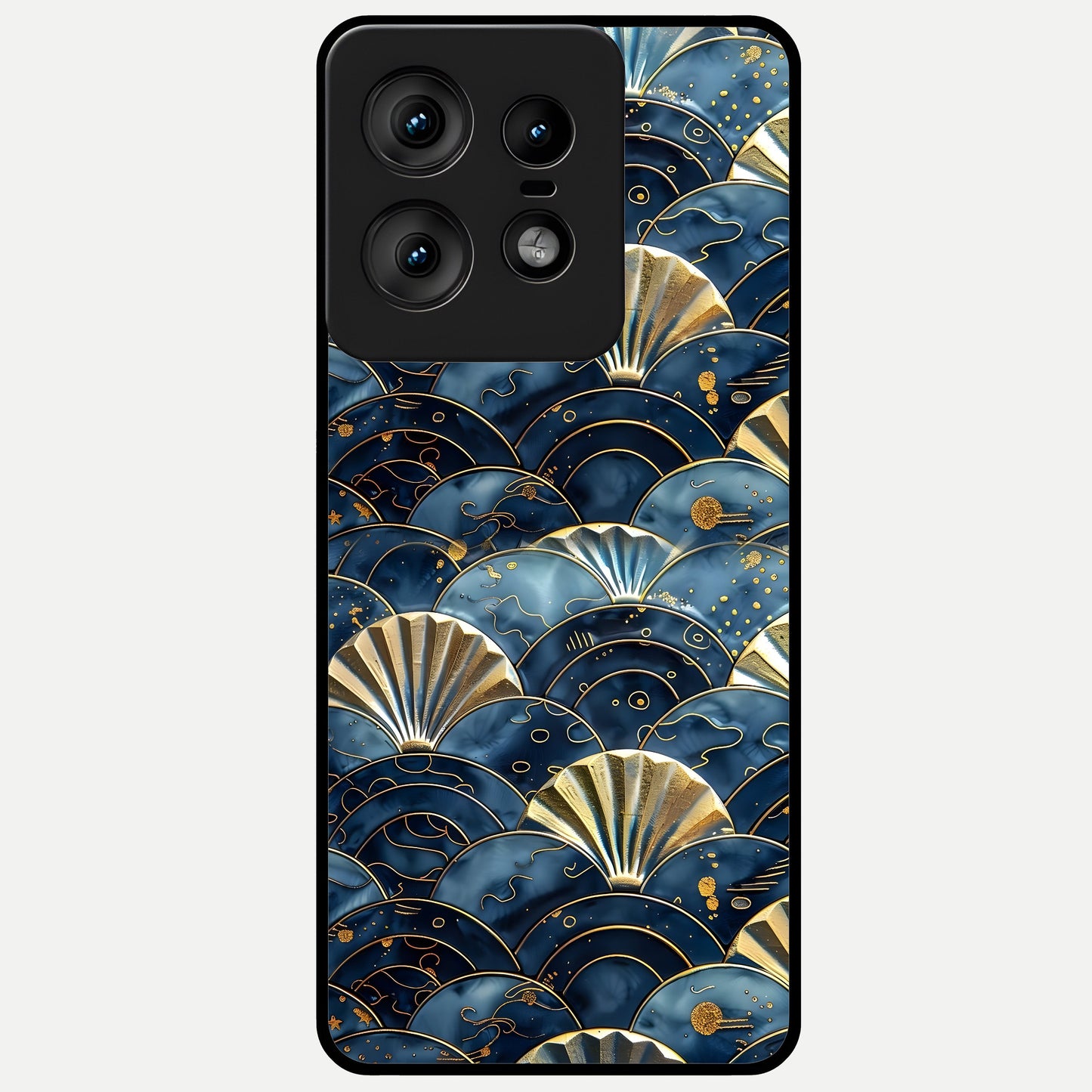  Golden Wave Luxe Glass Case For Moto Edge50 Pro back cover – full design glossy printed glass finish