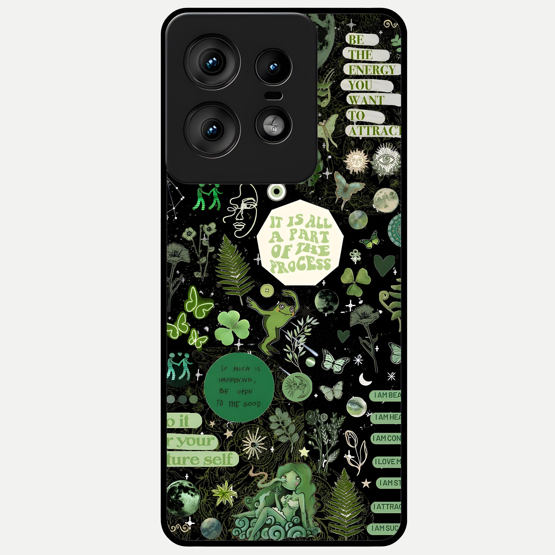  Green Mandala Pattern Glass Case For Moto Edge50 Pro back cover – full design glossy printed glass finish