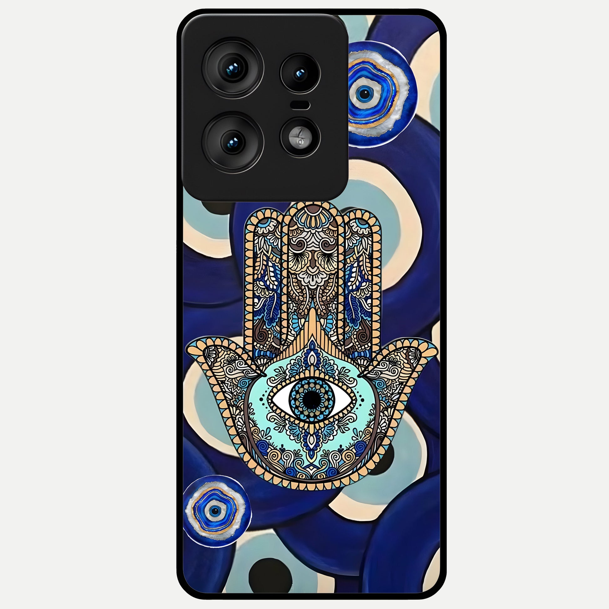  Hamsa Divine Guard Glass Case For Moto Edge50 Pro back cover – full design glossy printed glass finish