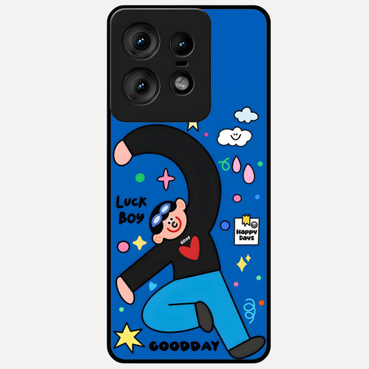  Happy Luck Vibe Glass Case For Moto Edge50 Pro back cover – full design glossy printed glass finish