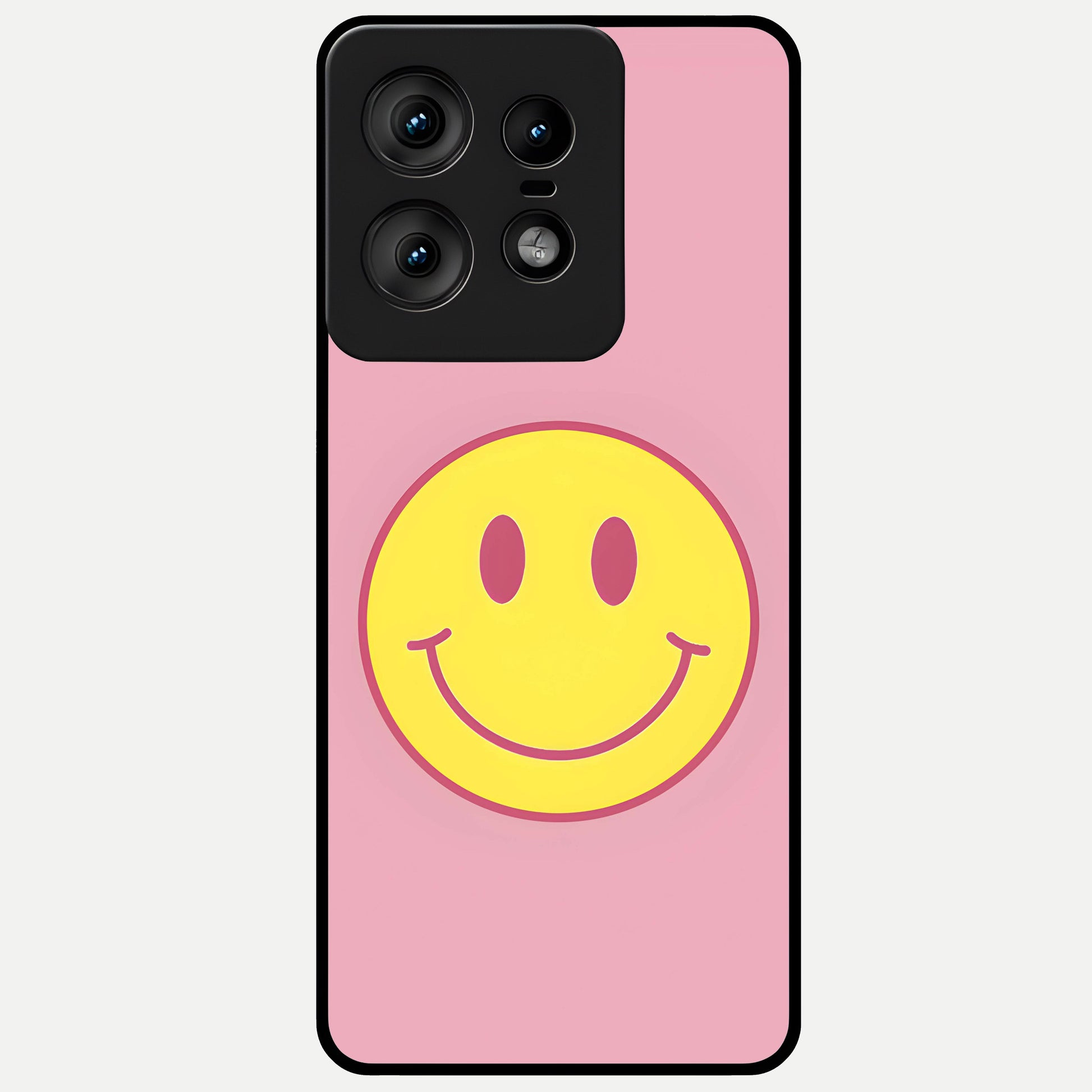  Happy Pink Mood Glass Case For Moto Edge50 Pro back cover – full design glossy printed glass finish