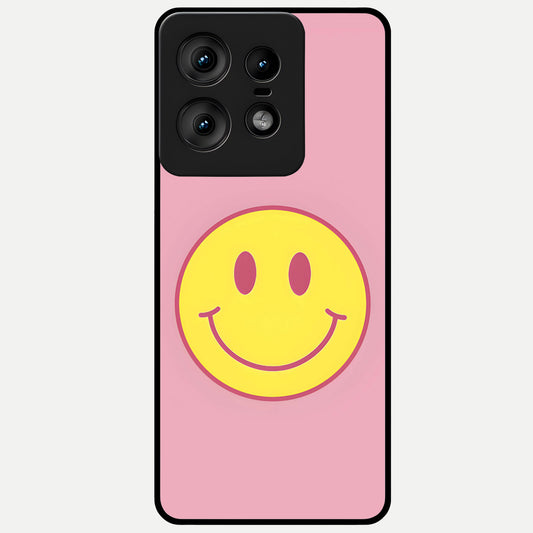  Happy Pink Mood Glass Case For Moto Edge50 Pro back cover – full design glossy printed glass finish