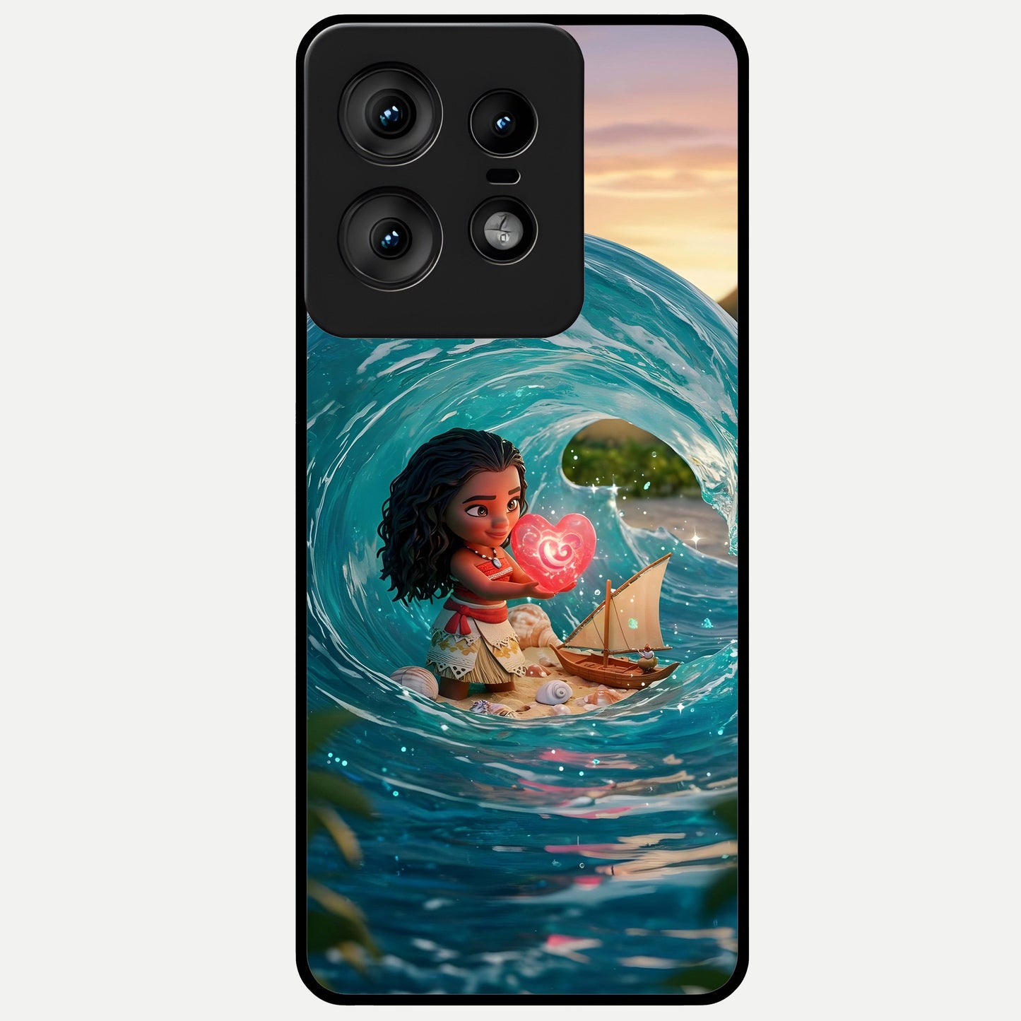  Heart of Ocean Glass Case For Moto Edge50 Pro back cover – full design glossy printed glass finish