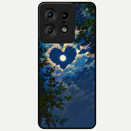  Heart With Moon Sky Glass Case For Moto Edge50 Pro back cover – full design glossy printed glass finish