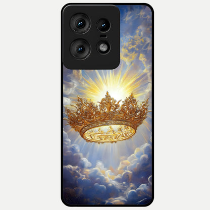  Heavenly Crown Light Glass Case For Moto Edge50 Pro back cover – full design glossy printed glass finish