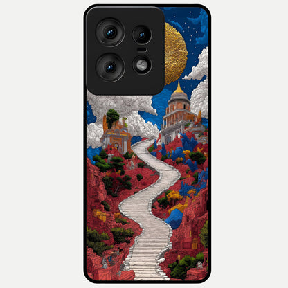  Heavenly Moon Path Glass Case For Moto Edge50 Pro back cover – full design glossy printed glass finish