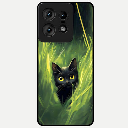  Hidden Cat Whisper Glass Case For Moto Edge50 Pro back cover – full design glossy printed glass finish