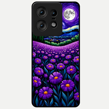  Lavender Moon Field Glass Case For Moto Edge50 Pro back cover – full design glossy printed glass finish