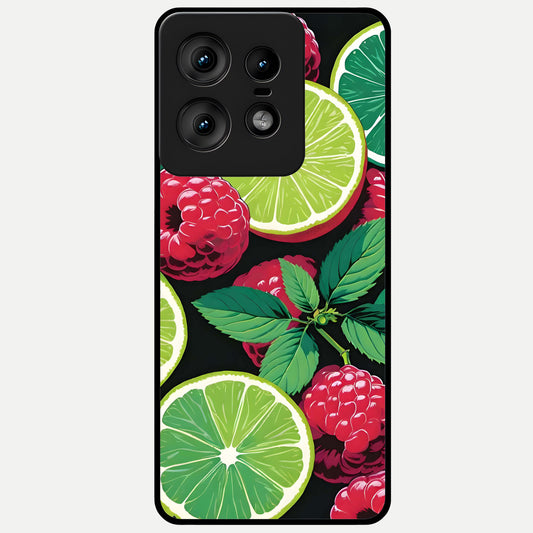  Lime and Raspberry Pattern Glass Case For Moto Edge50 Pro back cover – full design glossy printed glass finish