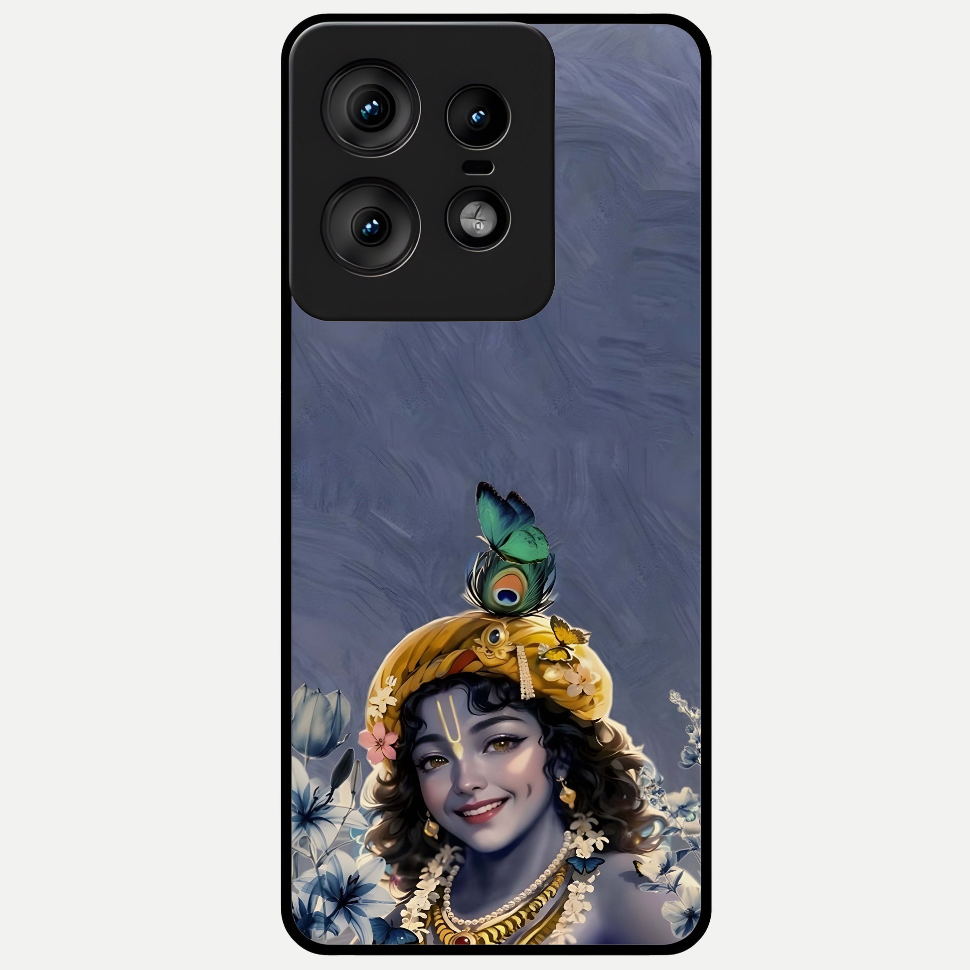  Lord Krishna Glass Case For Moto Edge50 Pro back cover – full design glossy printed glass finish