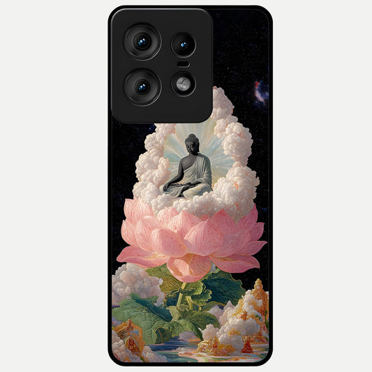  Lotus Divine Peace Glass Case For Moto Edge50 Pro back cover – full design glossy printed glass finish