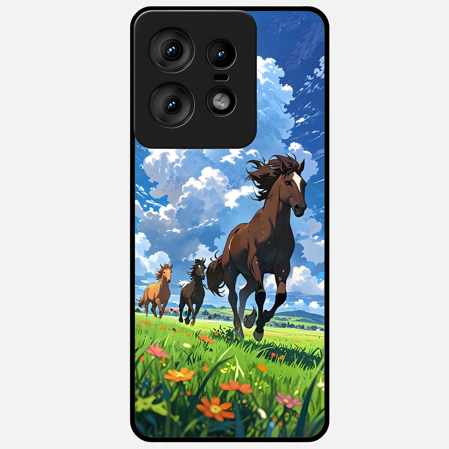  Majestic Horses Galloping Glass Case For Moto Edge50 Pro back cover – full design glossy printed glass finish