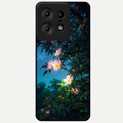  Midnight Bloom Glow Glass Case For Moto Edge50 Pro back cover – full design glossy printed glass finish