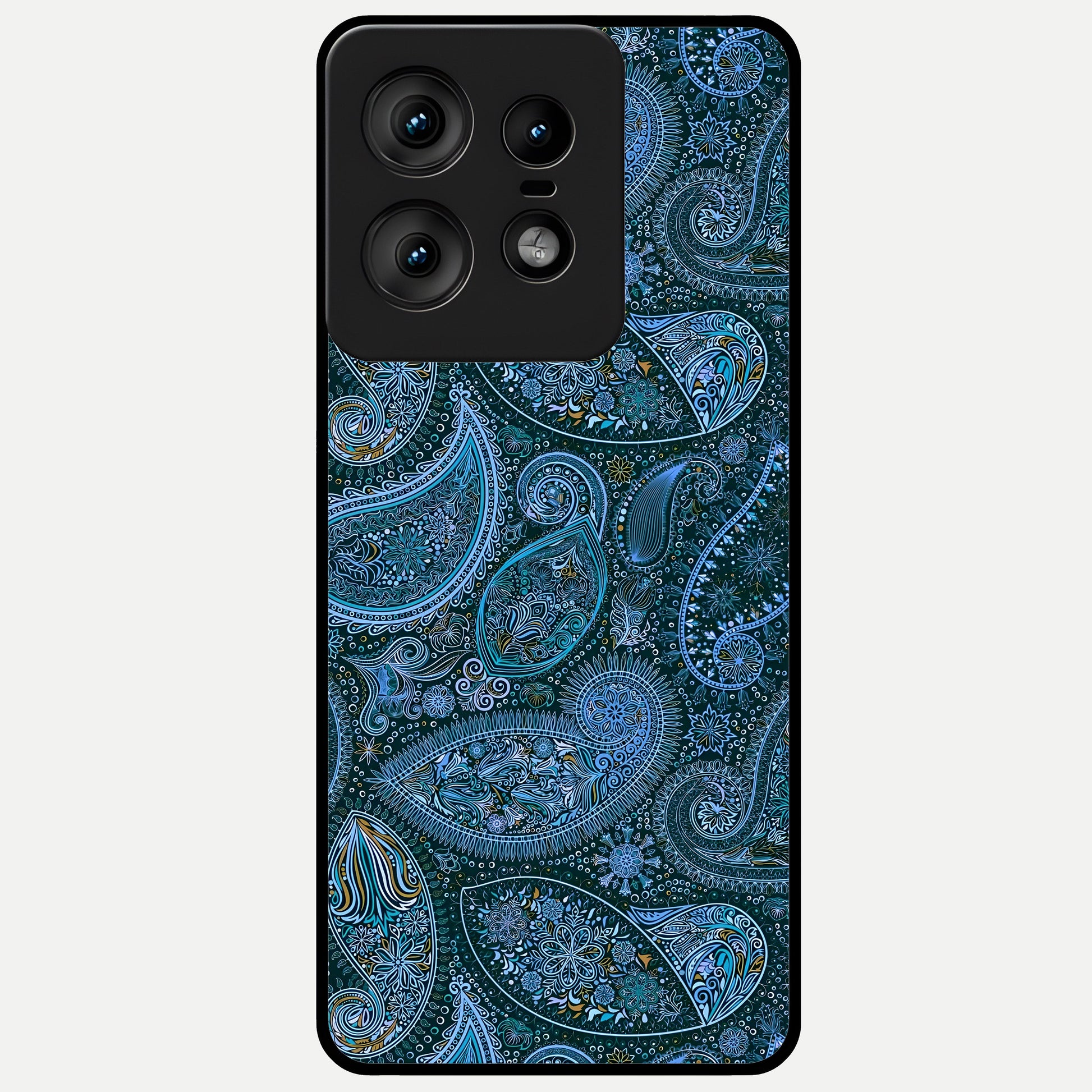  Midnight Paisley Glow Glass Case For Moto Edge50 Pro back cover – full design glossy printed glass finish