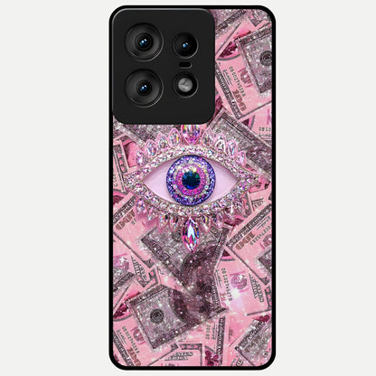  Money Eye Luxe Glass Case For Moto Edge50 Pro back cover – full design glossy printed glass finish
