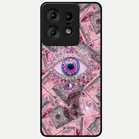  Money Eye Luxe Glass Case For Moto Edge50 Pro back cover – full design glossy printed glass finish