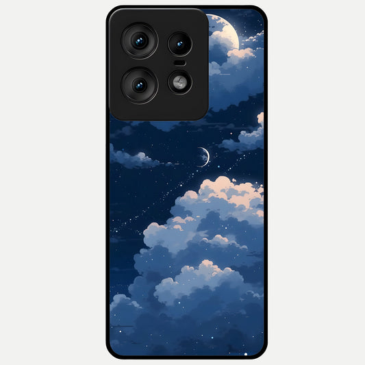  Moon Dream Haze Glass Case For Moto Edge50 Pro back cover – full design glossy printed glass finish