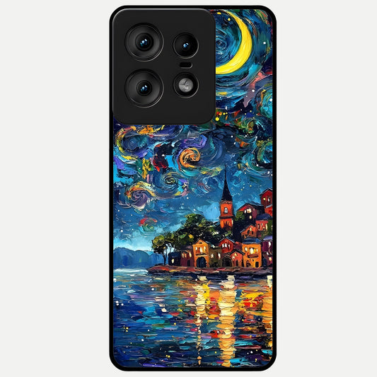  Moonlight Harbor Glow Glass Case For Moto Edge50 Pro back cover – full design glossy printed glass finish
