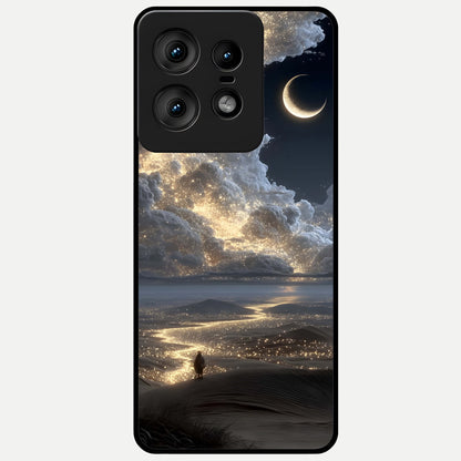 Moonlight Spark Path Glass Case For Moto Edge50 Pro back cover – full design glossy printed glass finish