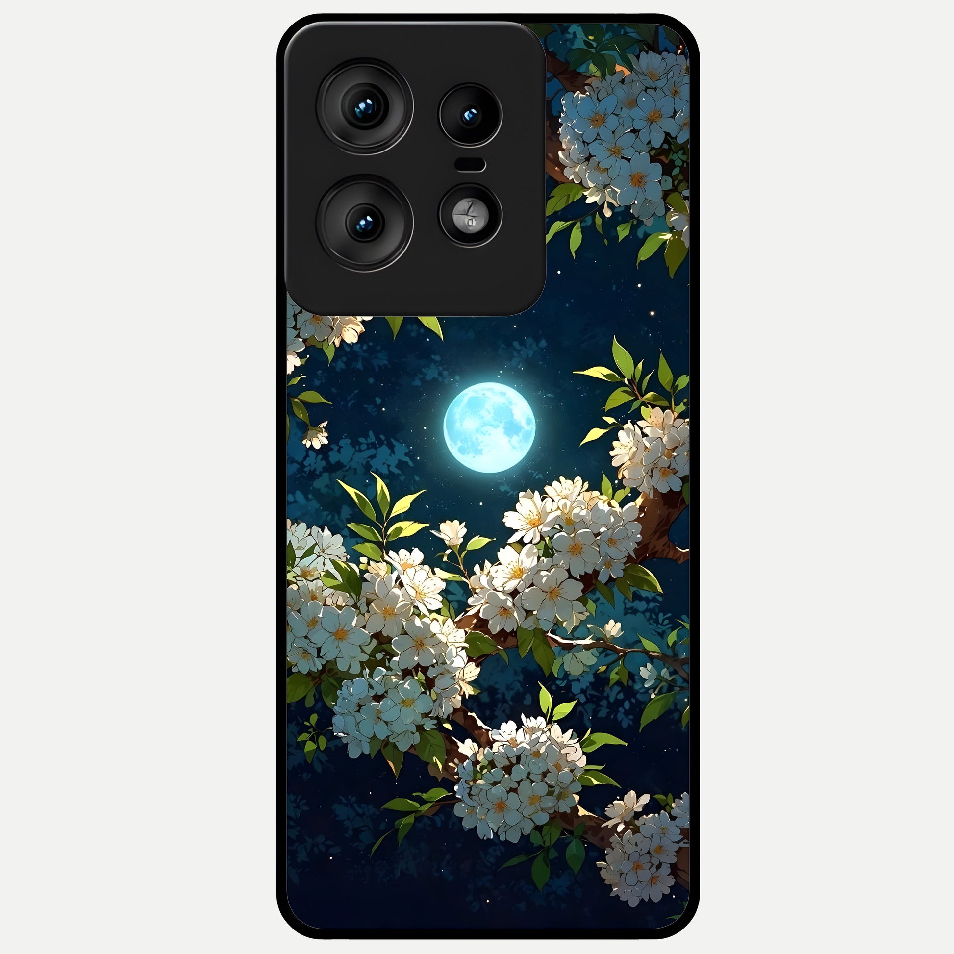  Moonlit Blossom Dream Glass Case For Moto Edge50 Pro back cover – full design glossy printed glass finish