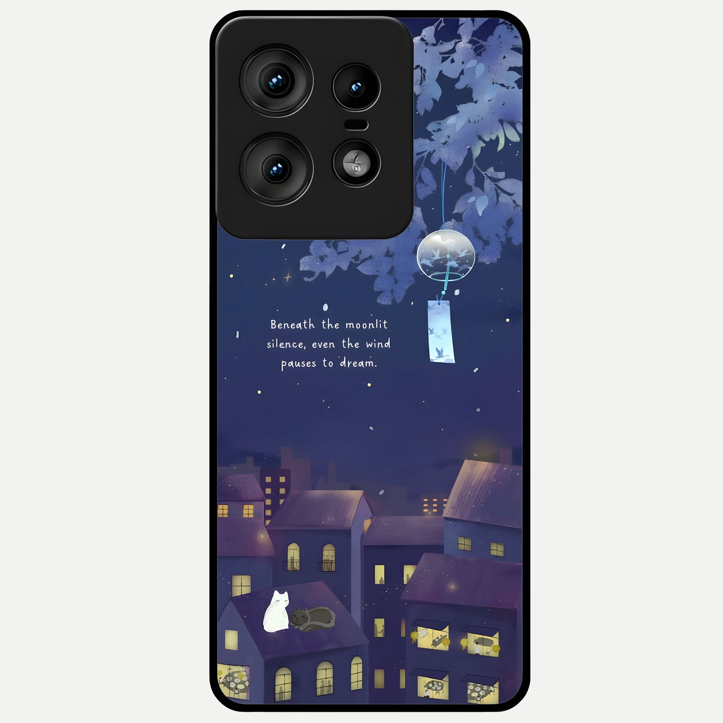  Moonlit Cat Silence Glass Case For Moto Edge50 Pro back cover – full design glossy printed glass finish