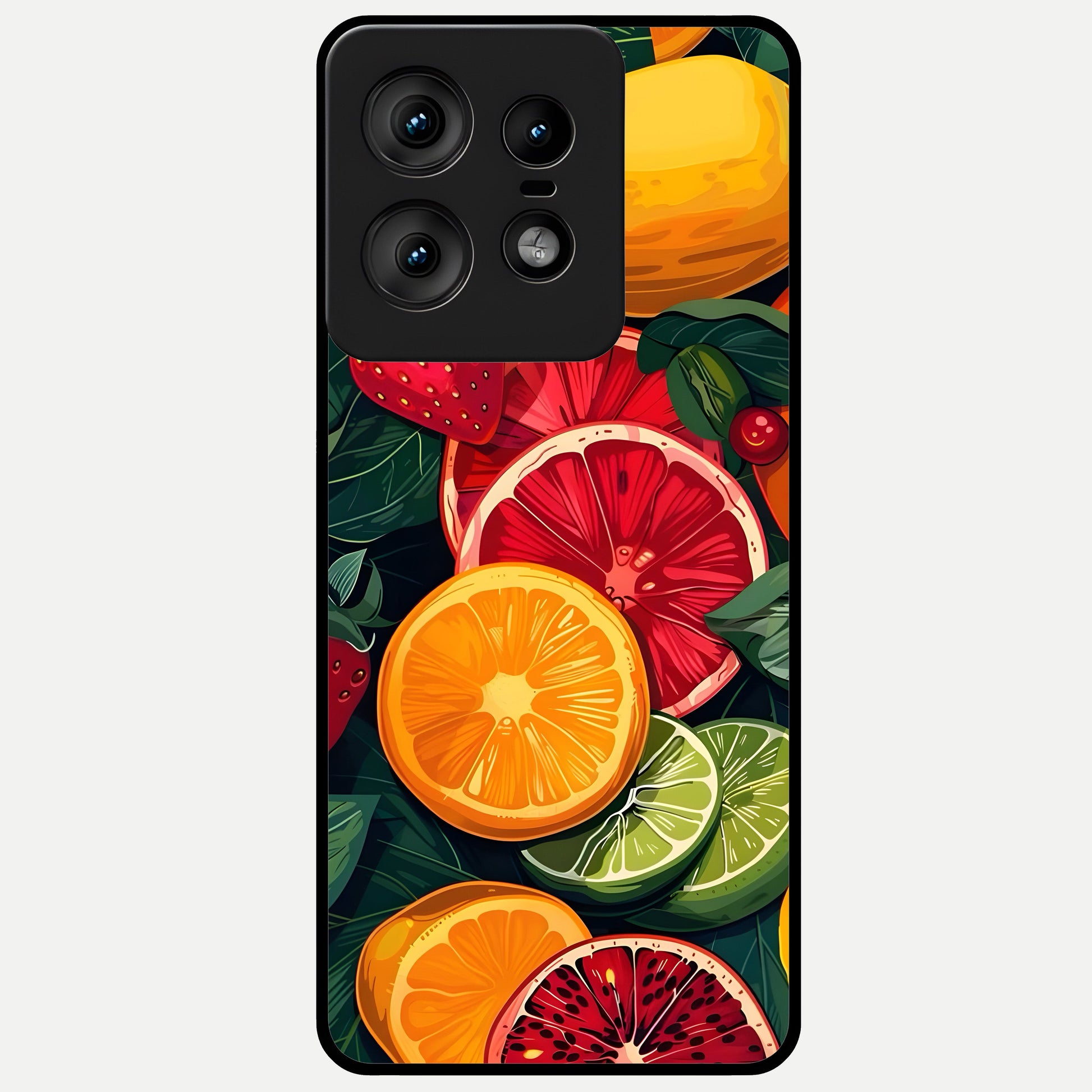  Multiple Fruits Glass Case For Moto Edge50 Pro back cover – full design glossy printed glass finish