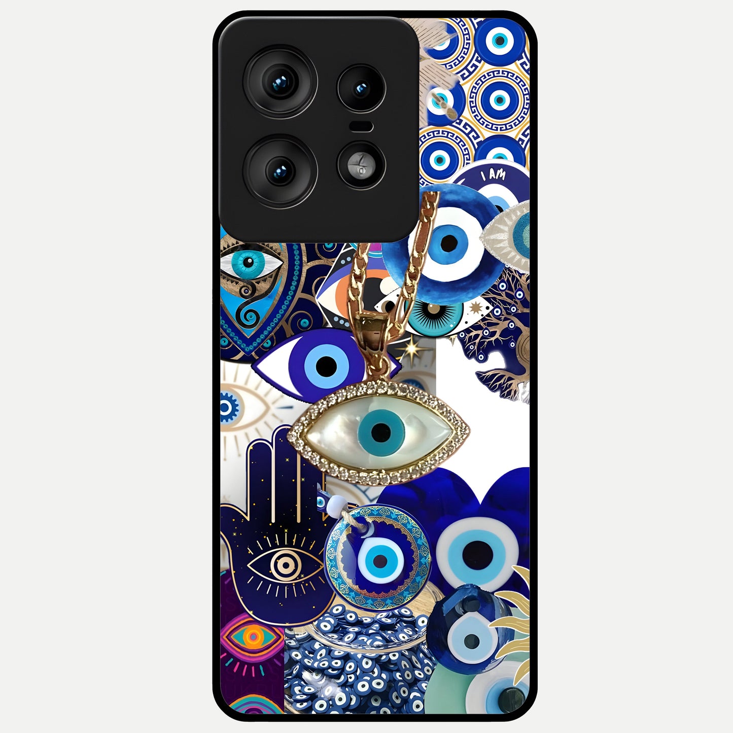  Mystic Charm Eye Glass Case For Moto Edge50 Pro back cover – full design glossy printed glass finish