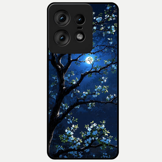  Mystic Floral Night Glass Case For Moto Edge50 Pro back cover – full design glossy printed glass finish