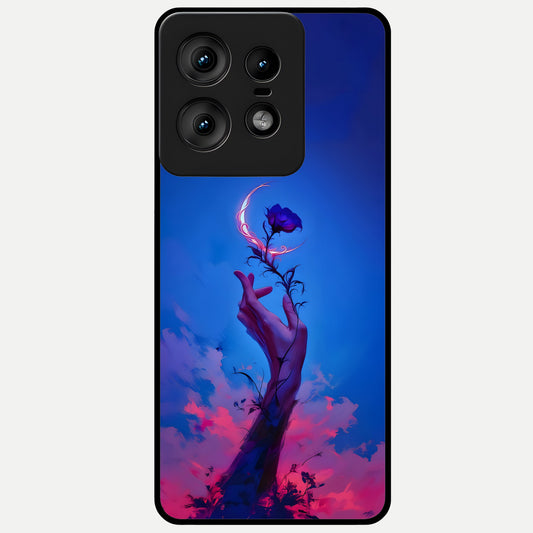  Mystic Hand Glass Case For Moto Edge50 Pro back cover – full design glossy printed glass finish