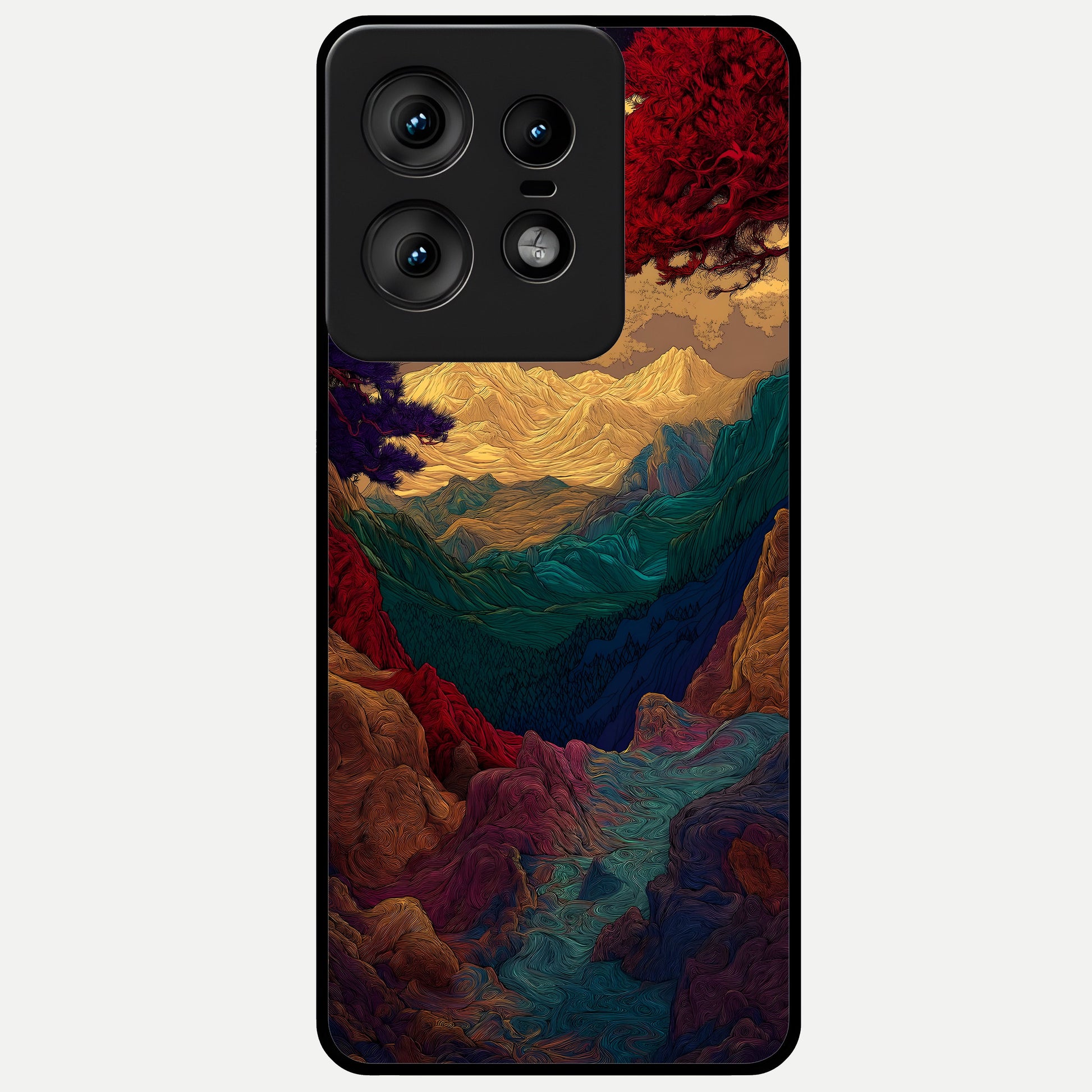  Mystic Valley Light Glass Case For Moto Edge50 Pro back cover – full design glossy printed glass finish