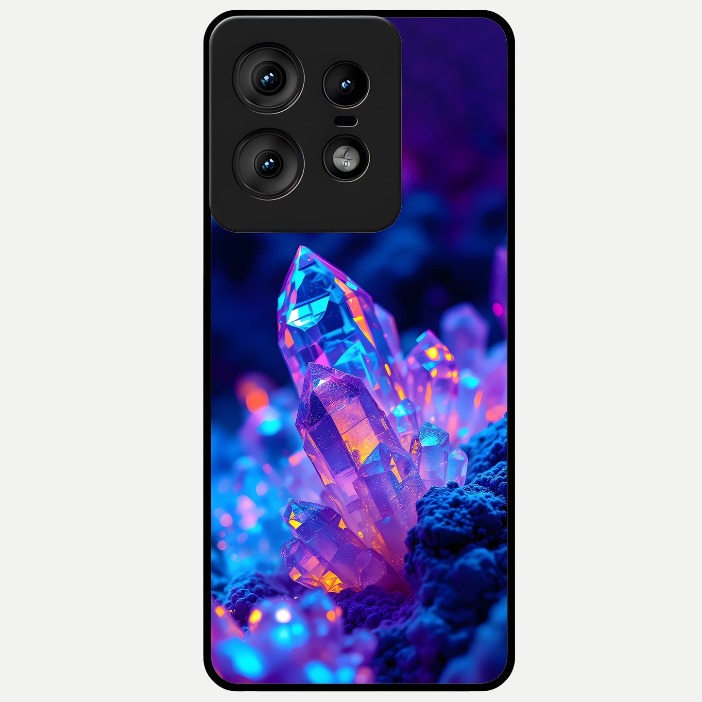  Neon Aura Shards Glass Case For Moto Edge50 Pro back cover – full design glossy printed glass finish