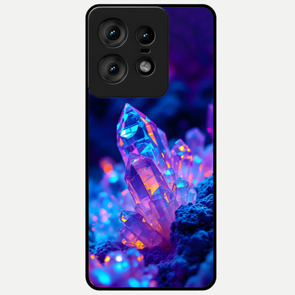  Neon Aura Shards Glass Case For Moto Edge50 Pro back cover – full design glossy printed glass finish