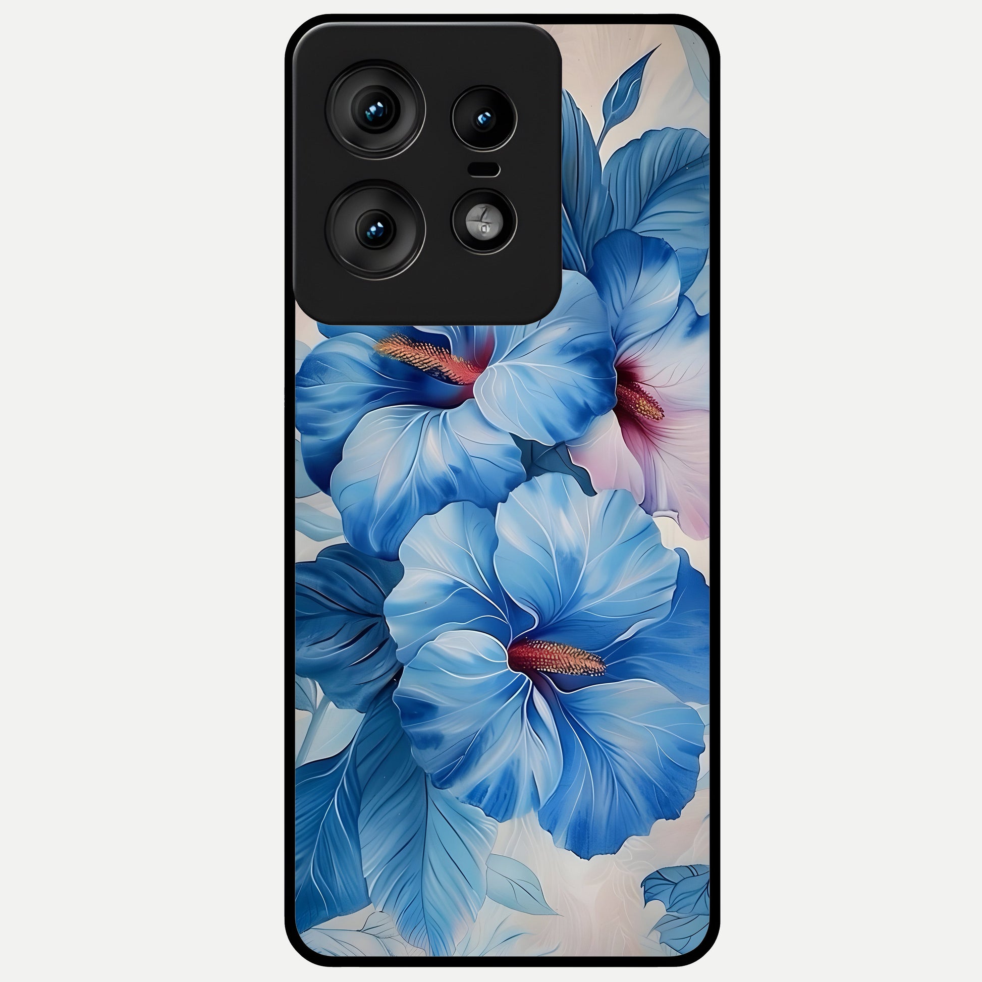  Ocean Hibiscus Grace Glass Case For Moto Edge50 Pro back cover – full design glossy printed glass finish