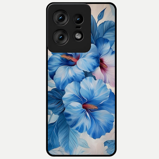  Ocean Hibiscus Grace Glass Case For Moto Edge50 Pro back cover – full design glossy printed glass finish