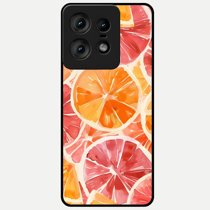  Orange Fruits Pattern Glass Case For Moto Edge50 Pro back cover – full design glossy printed glass finish