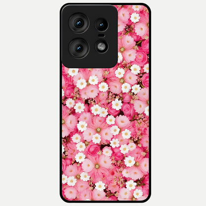  Pink Daisy Bliss Glass Case For Moto Edge50 Pro back cover – full design glossy printed glass finish