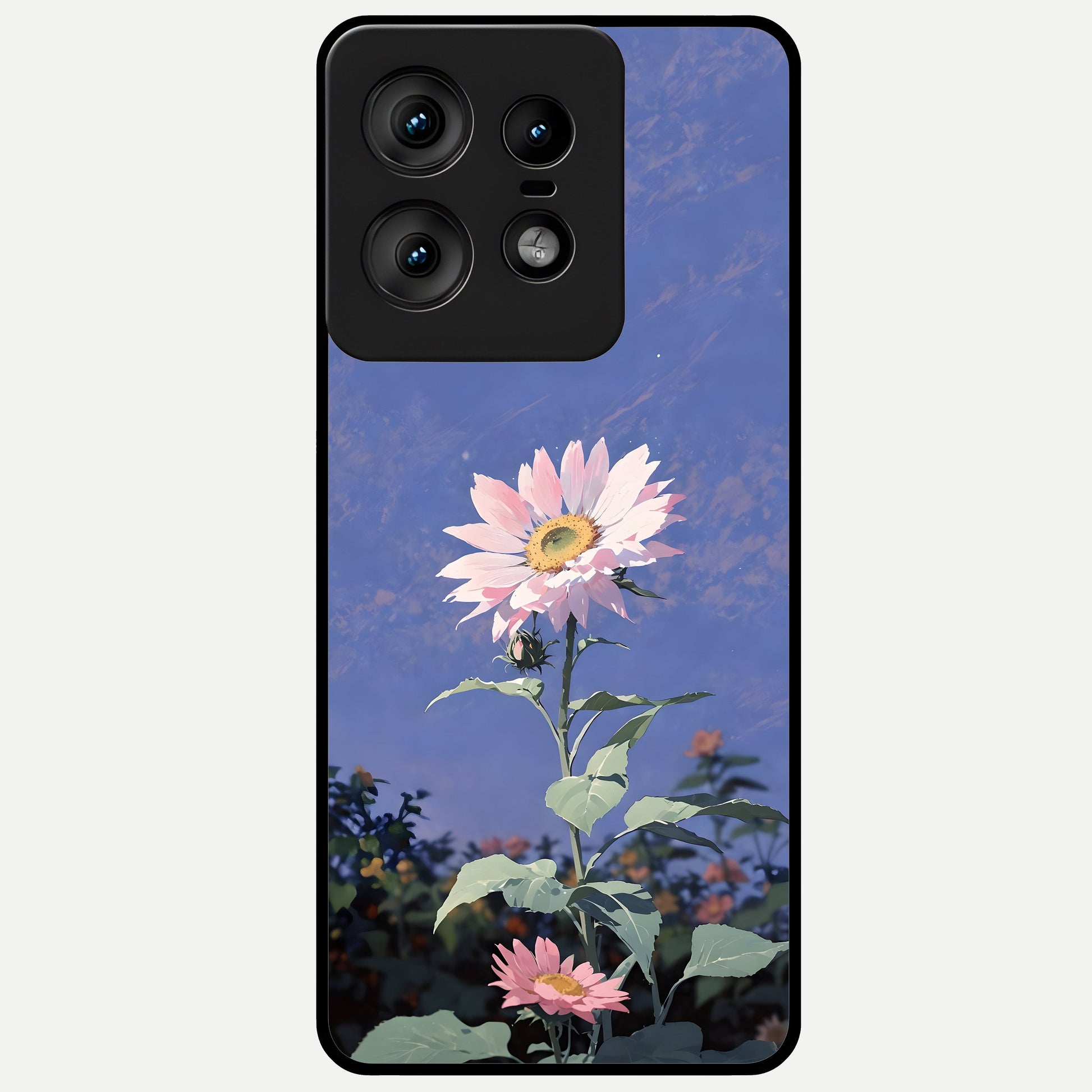  Pink Shells Outline Glass Case For Moto Edge50 Pro back cover – full design glossy printed glass finish