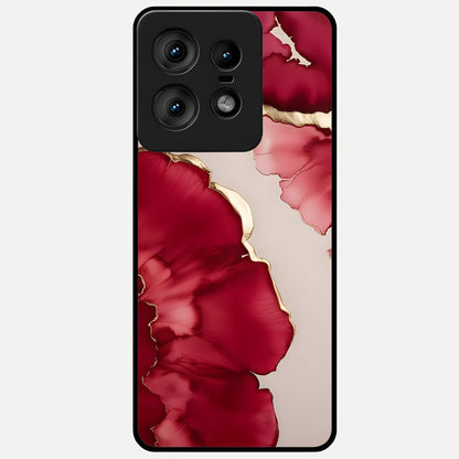  Pink And White Marble Glass Case For Moto Edge50 Pro back cover – full design glossy printed glass finish