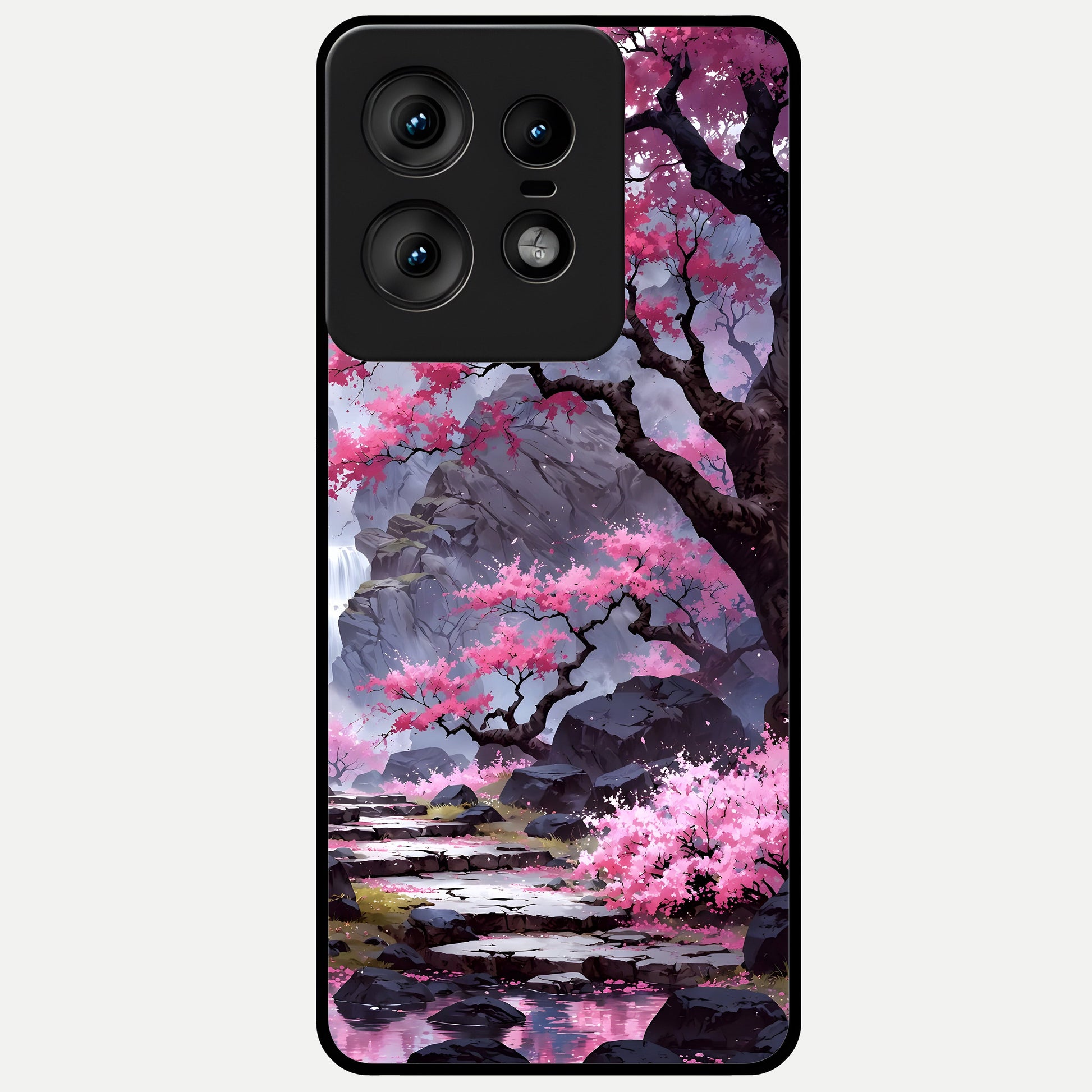  Pink Sunflower Glow Glass Case For Moto Edge50 Pro back cover – full design glossy printed glass finish