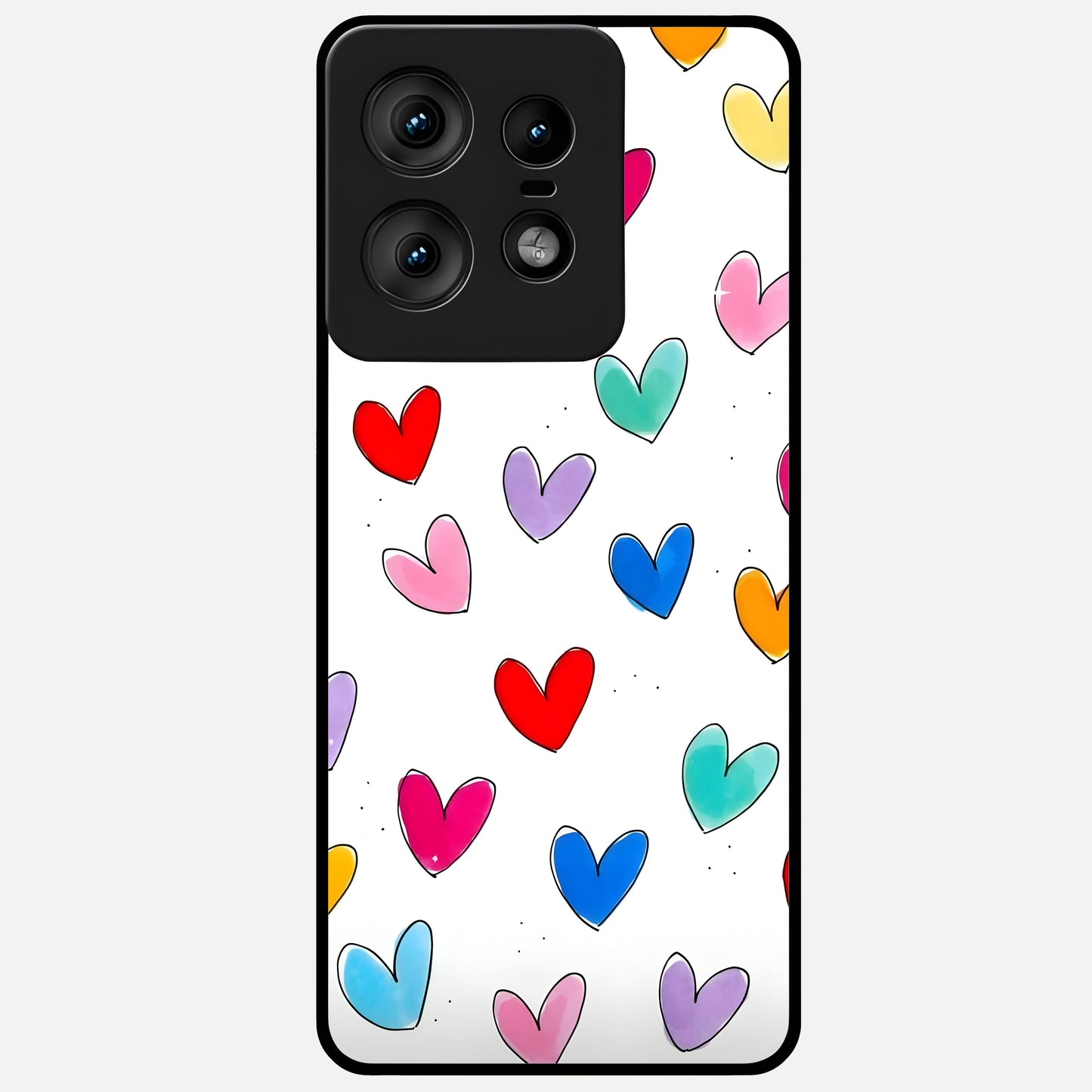  Playful Love Doodles Glass Case For Moto Edge50 Pro back cover – full design glossy printed glass finish