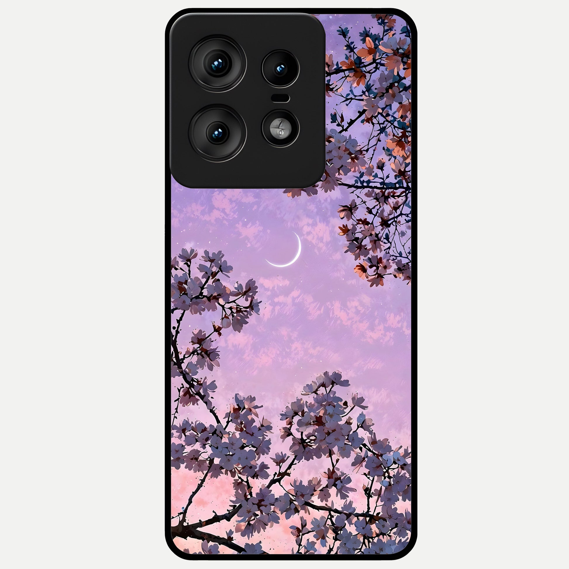  Purple Serenity Moon Glass Case For Moto Edge50 Pro back cover – full design glossy printed glass finish