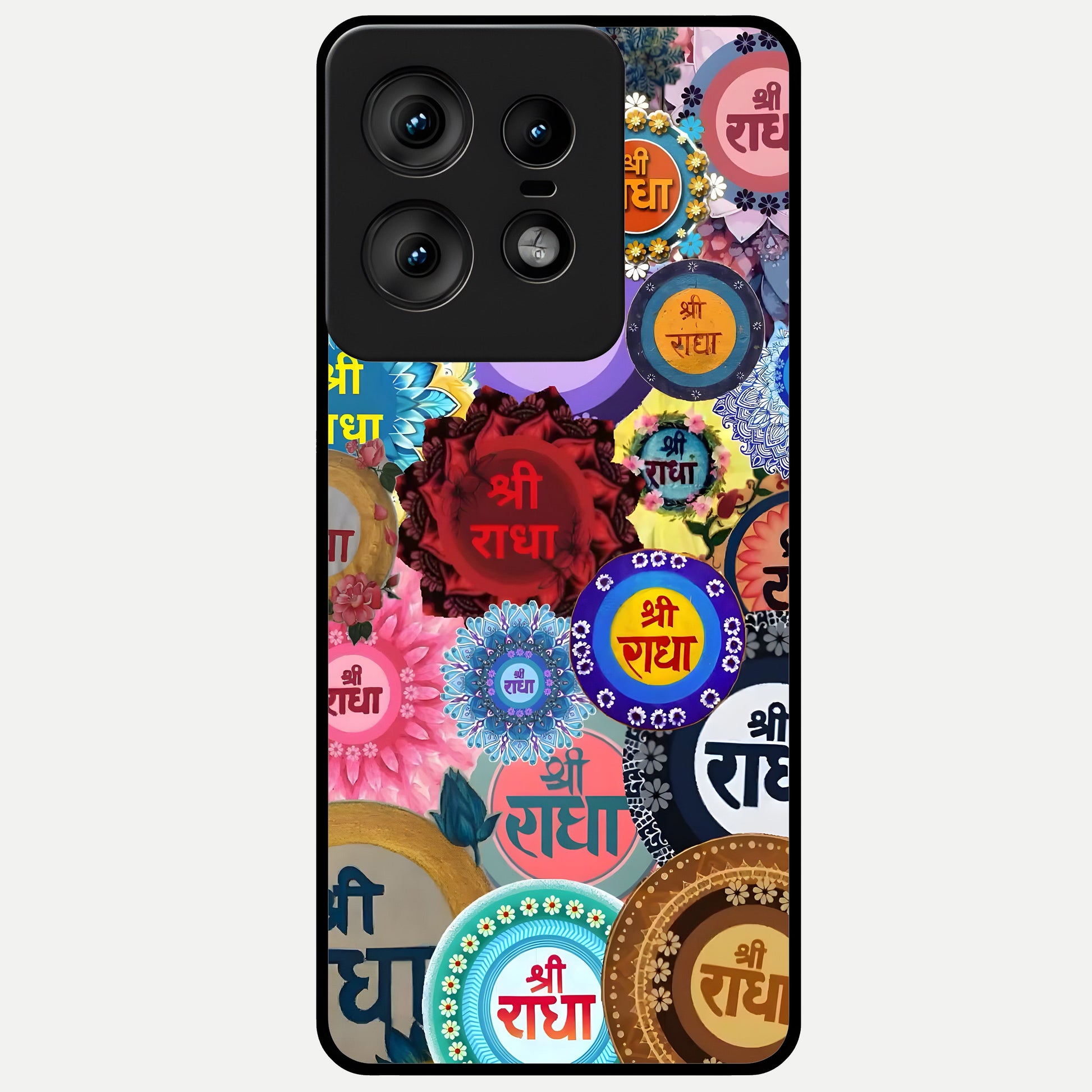  Radha Divine Bloom Glass Case For Moto Edge50 Pro back cover – full design glossy printed glass finish